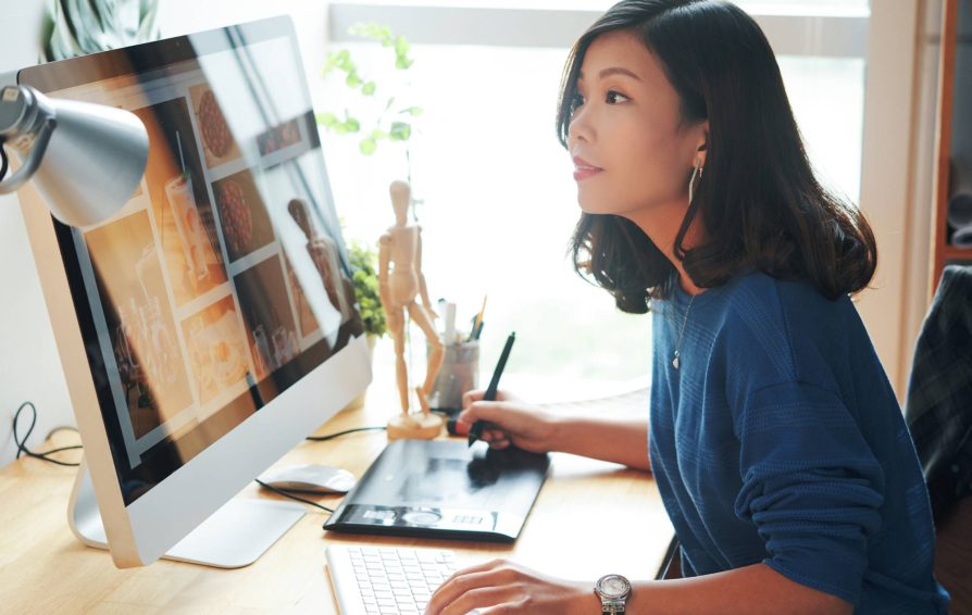 Woman creating digital products to sell