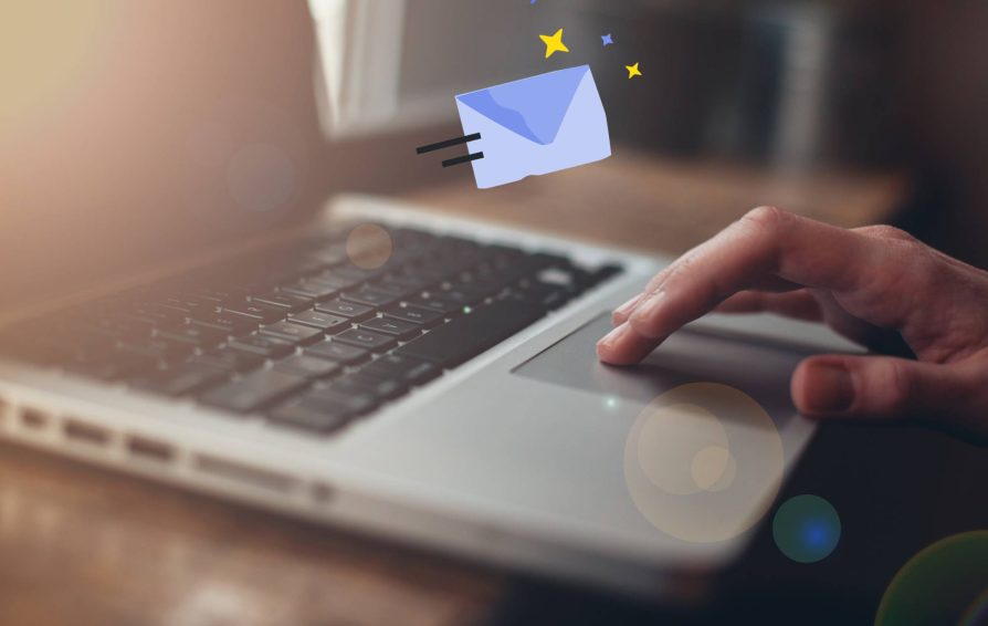 Laptop with an illustration of an envelope