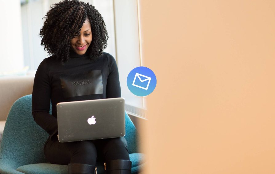 Woman working on an email signature