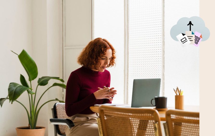Woman on a virtual meeting using HoneyBook integrations
