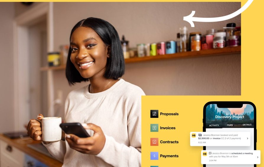 Woman setting up HoneyBook