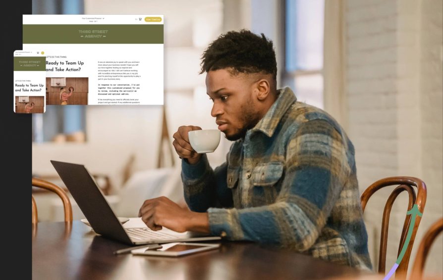 Man using HoneyBook templates on his computer