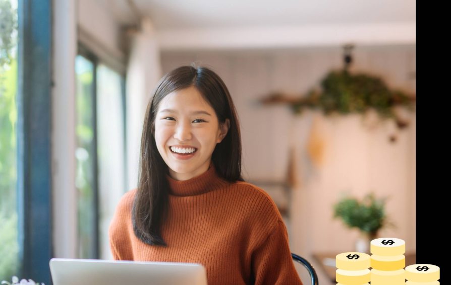 Woman sending invoices at a laptop