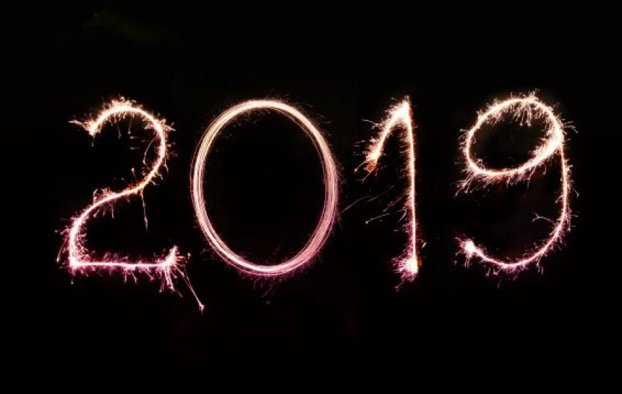 the year 2019 written out with sparklers