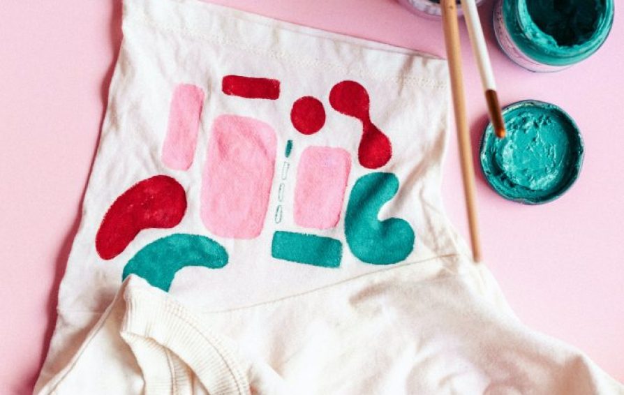 a tshirt and painting supplies