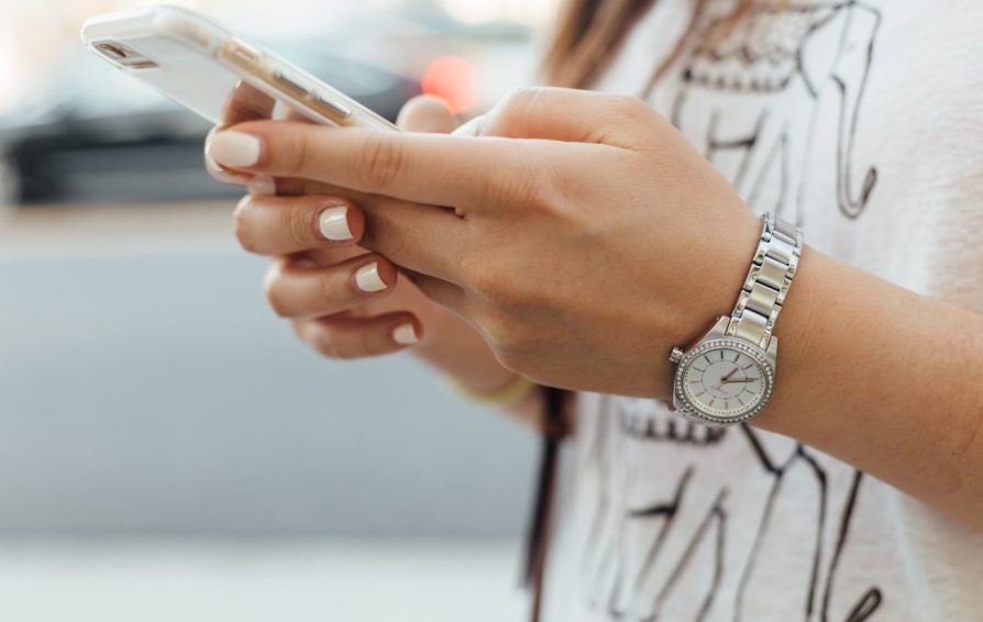 woman crafting instagram post