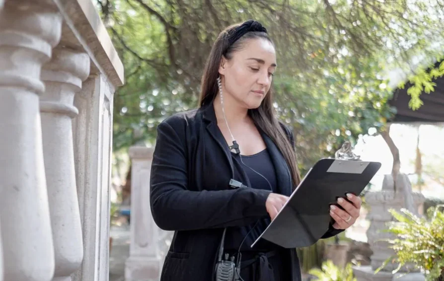 Event planner uses clipboard.
