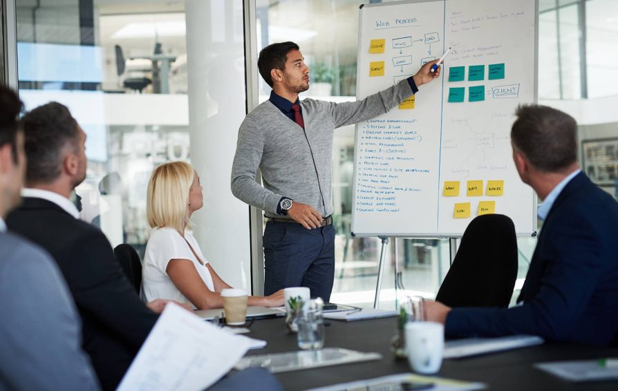 Man sharing an RFP response presentation