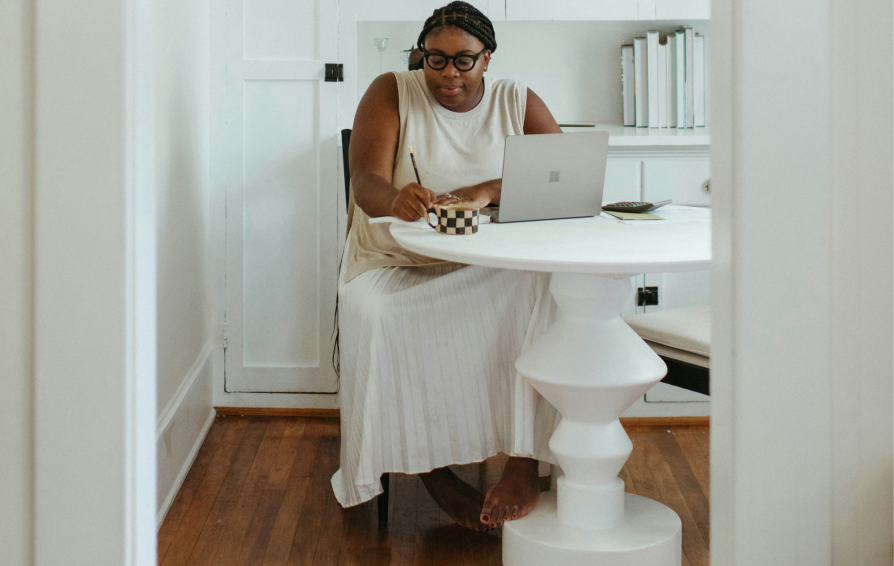 Woman starting a consulting business at home