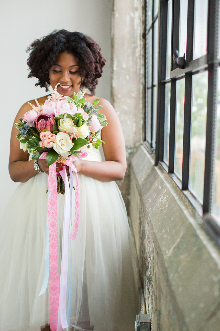 Houston Tuesdays Together (Rising Tide Society) Pantone Colors Styled Shoot, African American Bride, Colorful Wedding Bouquet