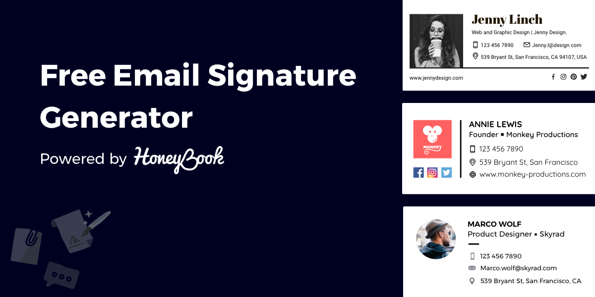 Free Email Signature Generator by HoneyBook