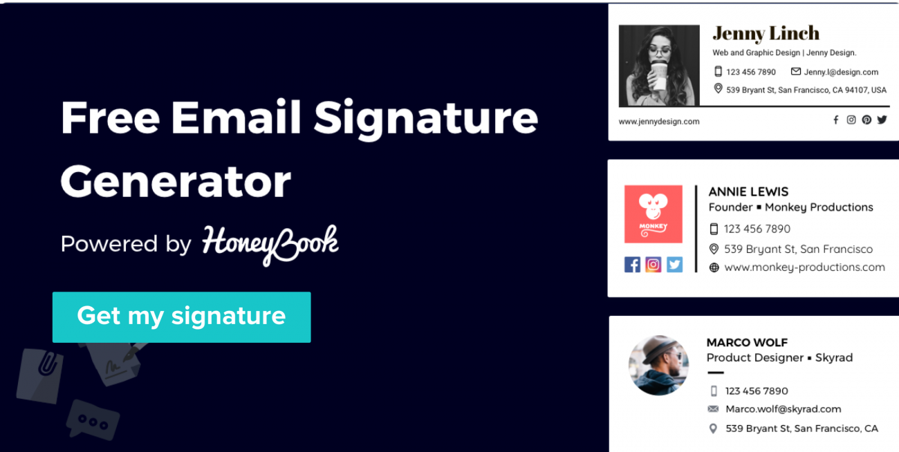 Free Email Signature Generator Templates Honeybook