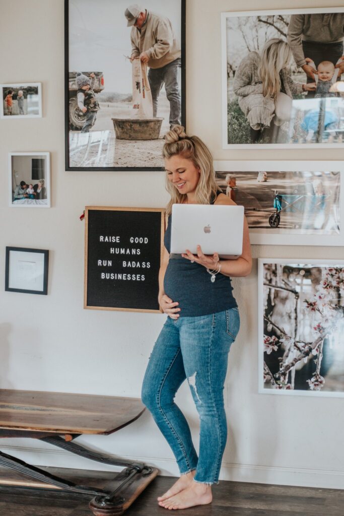 pregnant woman running a business