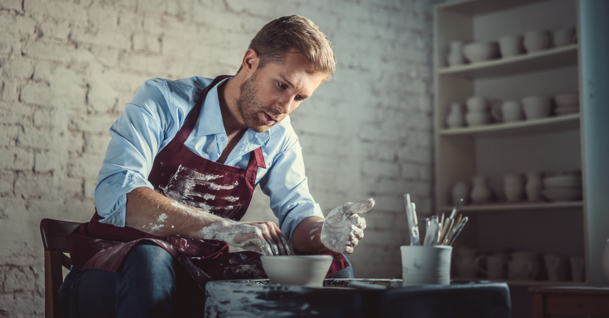 Man making pottery showing that hobbies typically can't be deducted from taxes