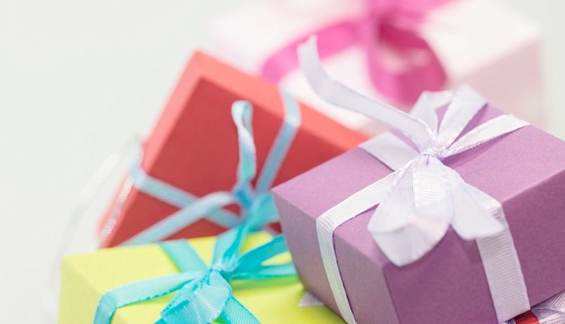 Close up of colorful presents.